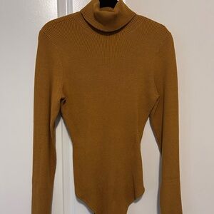 Abercrombie & Fitch Mustard Ribbed Turtleneck Bodysuit